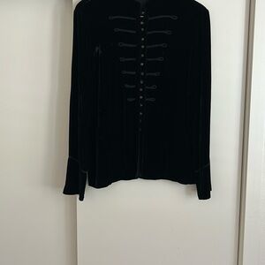 Wonderful SCHUMACHER Black Velvet Military Style Blouse . Size L